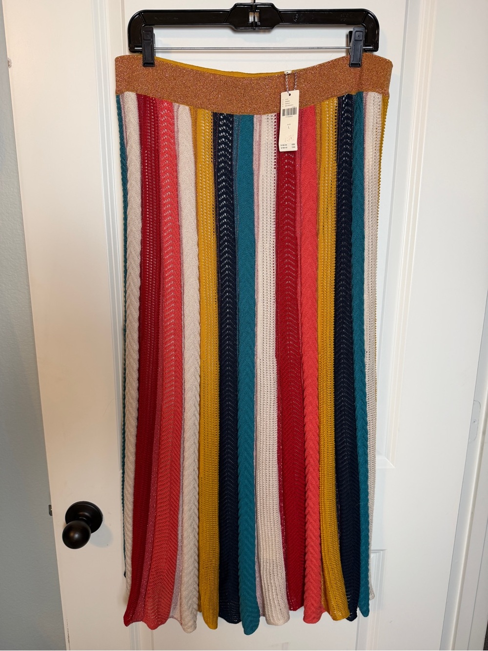 NWT Farm Rio Metallic Knit Stripe Skirt - Picture 8 of 10
